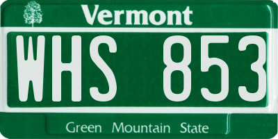 VT license plate WHS853