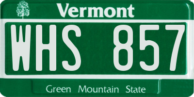 VT license plate WHS857