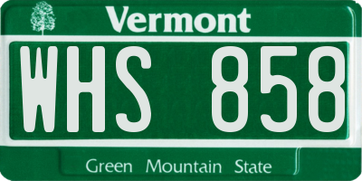 VT license plate WHS858