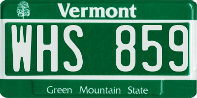 VT license plate WHS859