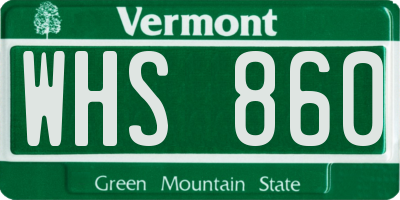 VT license plate WHS860