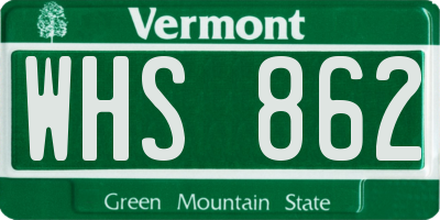 VT license plate WHS862