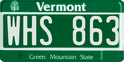 VT license plate WHS863