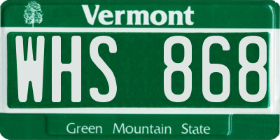 VT license plate WHS868