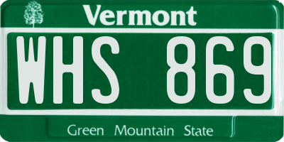 VT license plate WHS869
