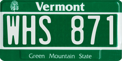 VT license plate WHS871