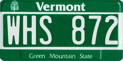 VT license plate WHS872