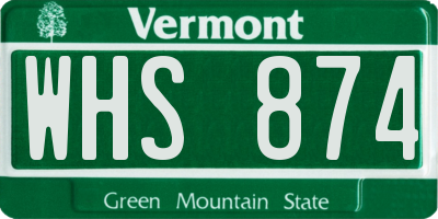 VT license plate WHS874