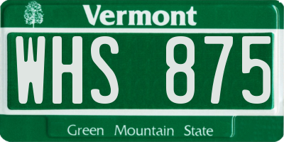 VT license plate WHS875