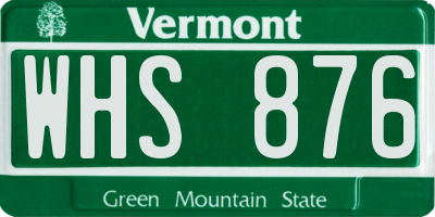 VT license plate WHS876