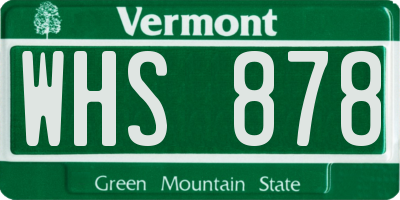 VT license plate WHS878