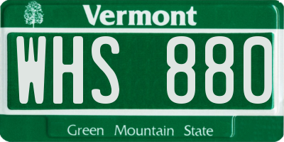 VT license plate WHS880