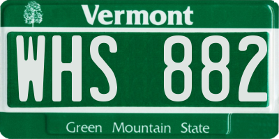 VT license plate WHS882