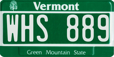 VT license plate WHS889
