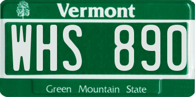 VT license plate WHS890