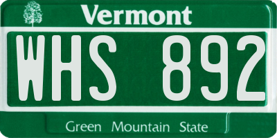 VT license plate WHS892