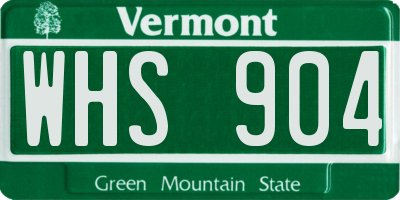 VT license plate WHS904