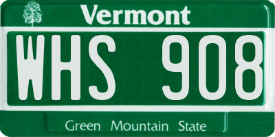 VT license plate WHS908
