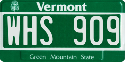 VT license plate WHS909