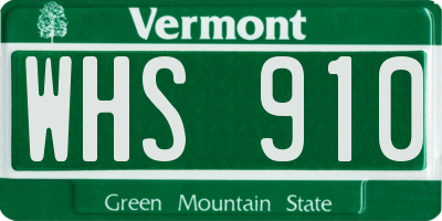 VT license plate WHS910