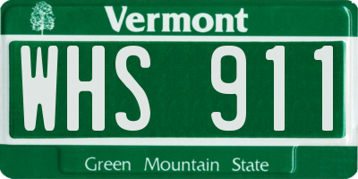 VT license plate WHS911