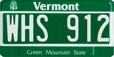 VT license plate WHS912