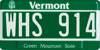 VT license plate WHS914