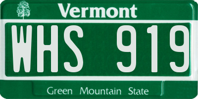 VT license plate WHS919