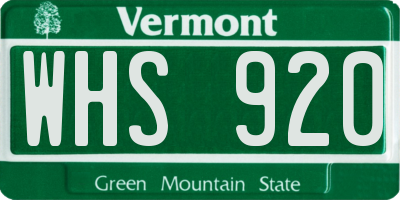 VT license plate WHS920