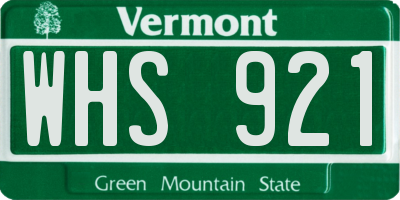 VT license plate WHS921
