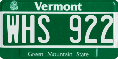 VT license plate WHS922