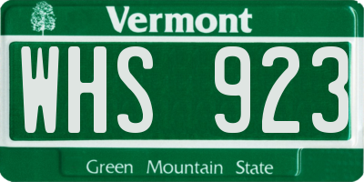 VT license plate WHS923