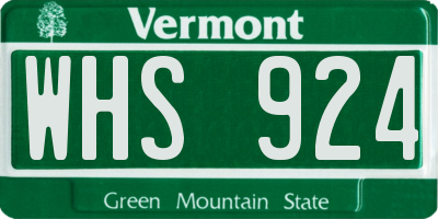 VT license plate WHS924