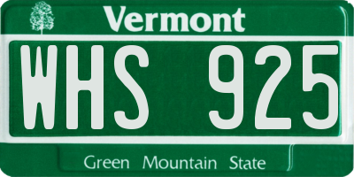 VT license plate WHS925