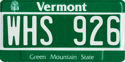 VT license plate WHS926