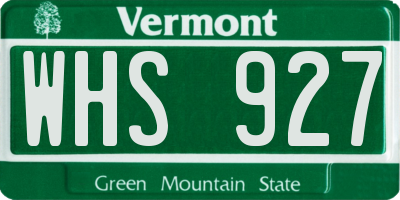 VT license plate WHS927