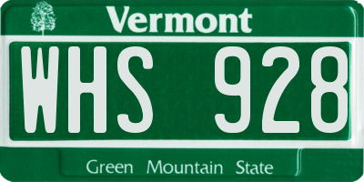 VT license plate WHS928