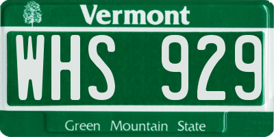 VT license plate WHS929