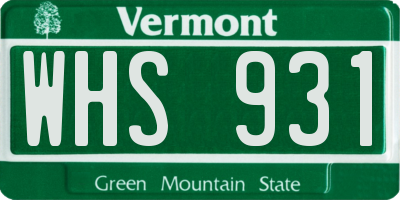 VT license plate WHS931