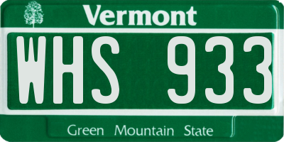 VT license plate WHS933