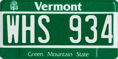VT license plate WHS934