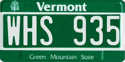 VT license plate WHS935