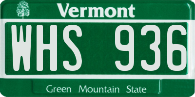 VT license plate WHS936