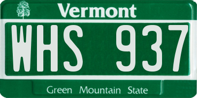 VT license plate WHS937