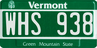 VT license plate WHS938