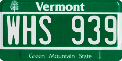 VT license plate WHS939