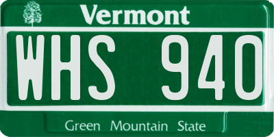 VT license plate WHS940