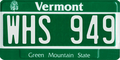 VT license plate WHS949
