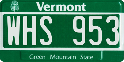 VT license plate WHS953
