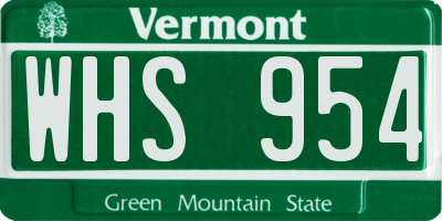 VT license plate WHS954